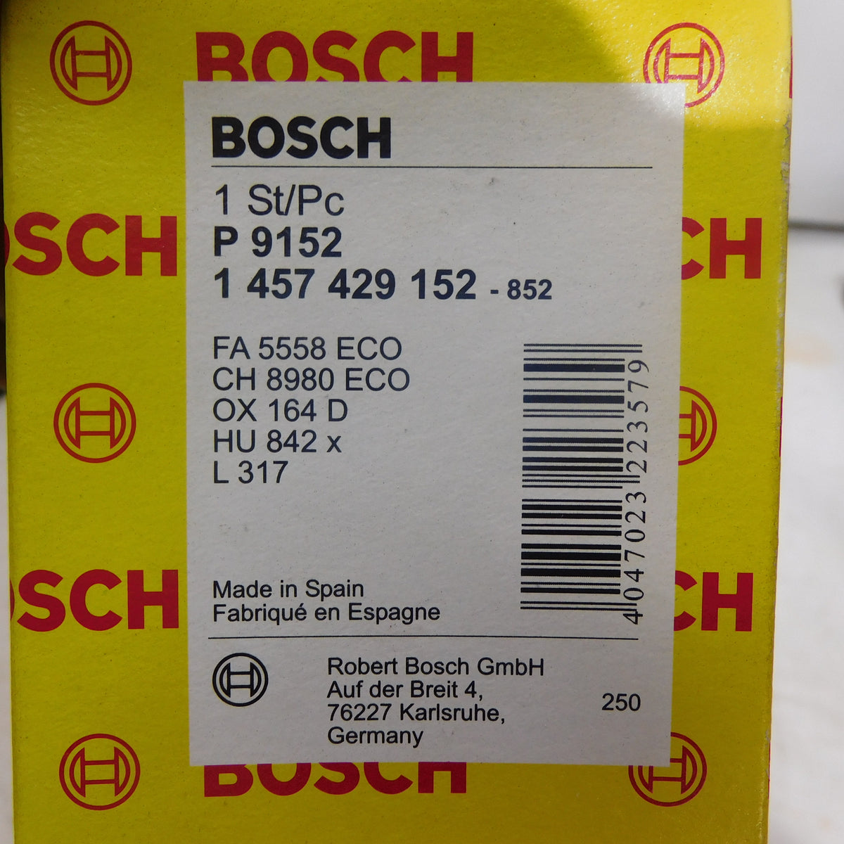 Ölfilter Filtereinsatz 1457429152 Bosch Audi A4 A6 A8 Skoda Superb VW Passat
