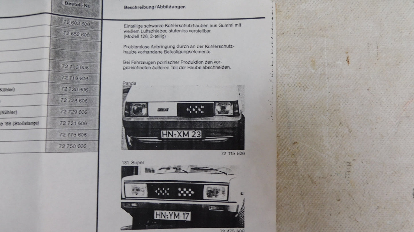 Kühlerabdeckung 46220105 Art. 2702 Fiat Uno altes Modell - 89
