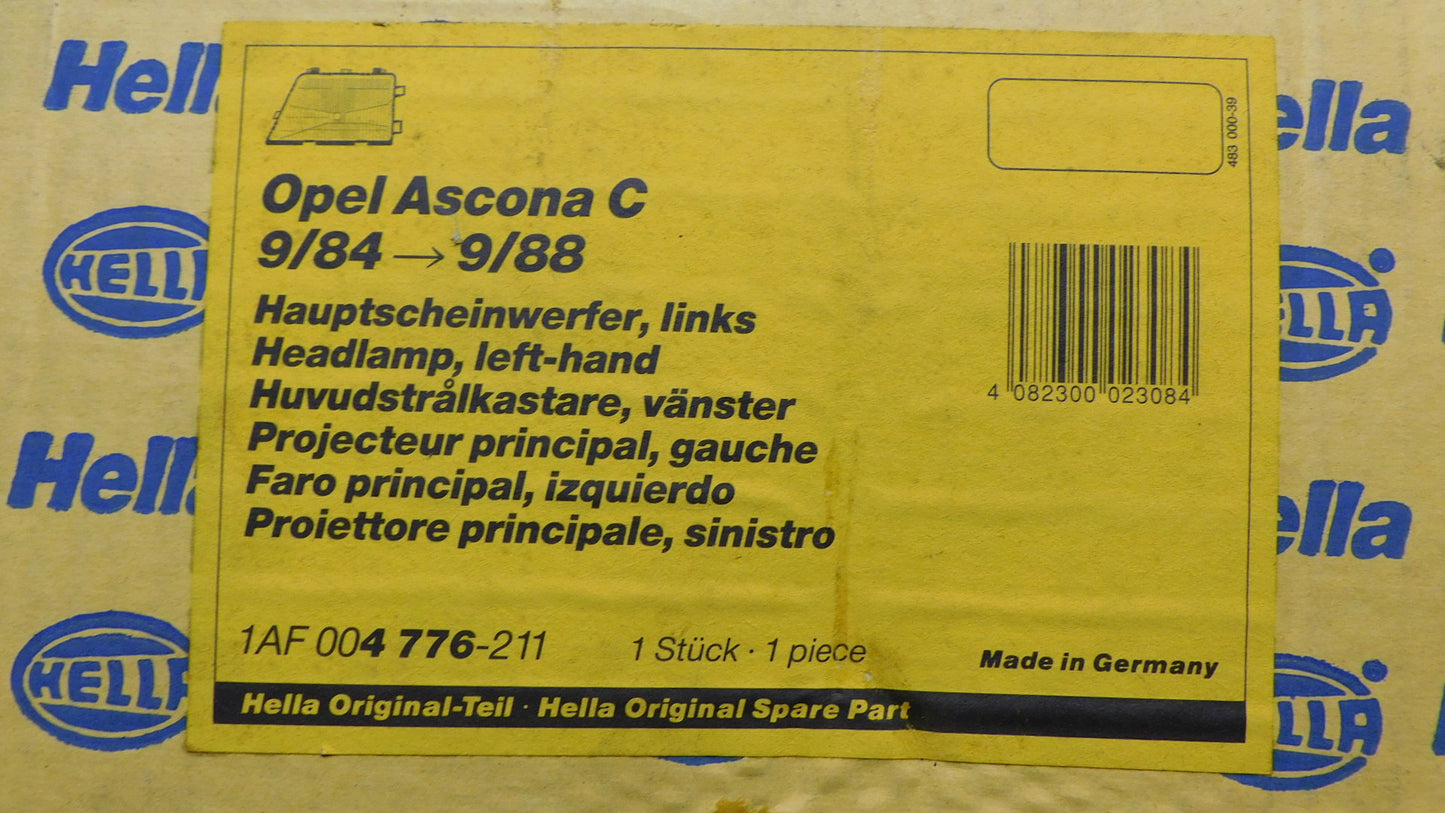 Scheinwerfer links H4 1AF004776211 Hella Opel Ascona C J82 von 09/1984 bis 09/1988