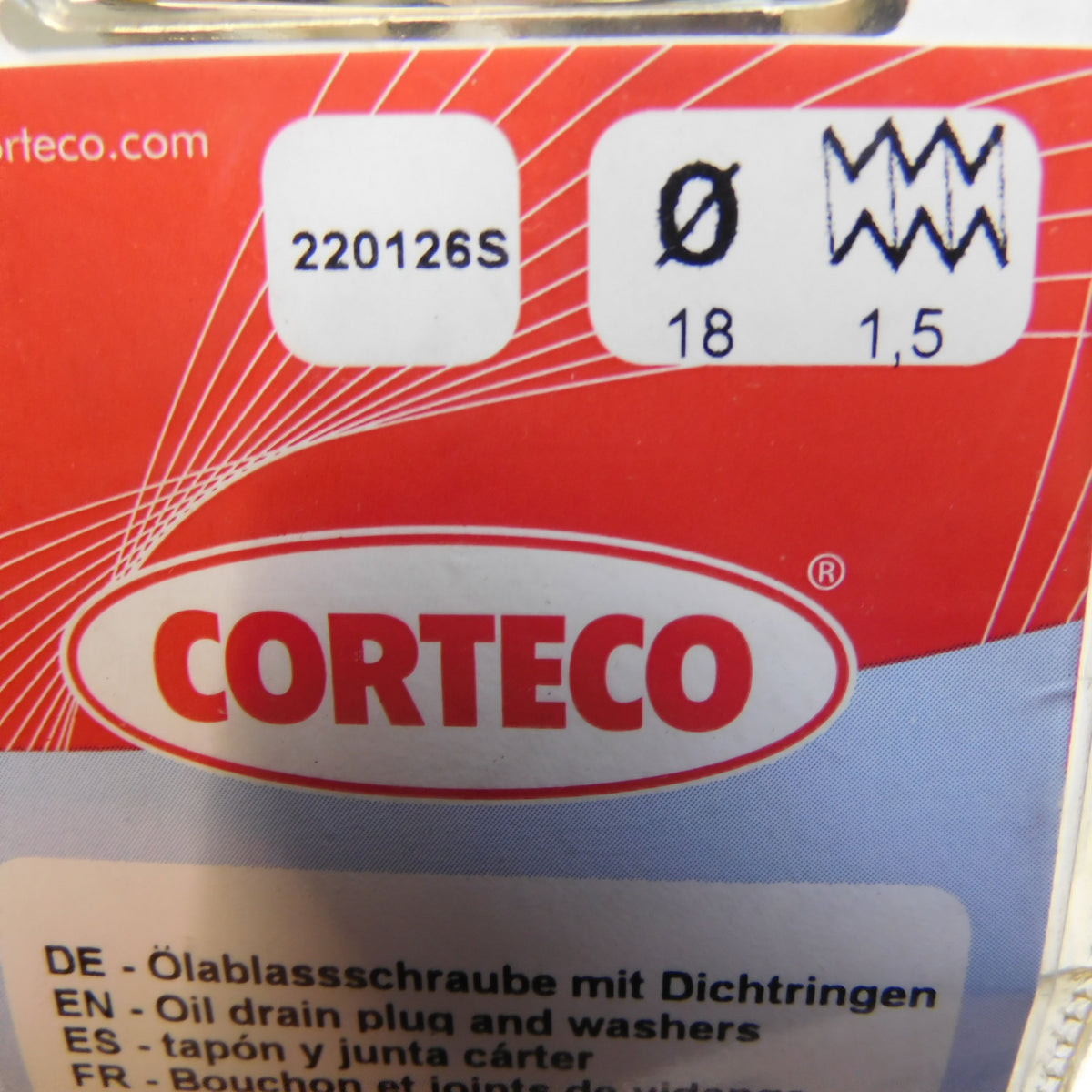 Ölablassschraube M 18 x 1,50 x 22 Schlüsselweite 8 mit Dichtring 220126S Corteco Alfa Romeo Fiat Lancia