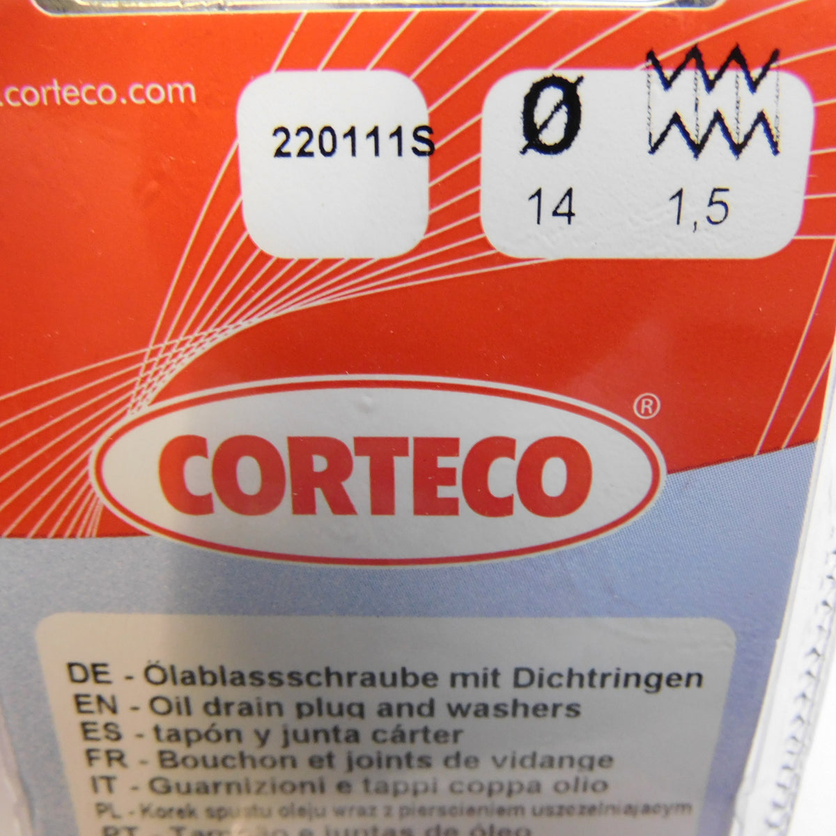 Ölablassschraube M 14 x 1,50 x 15 Schlüsselweite 13 mit Dichtring 220111S Corteco Ford Escort Fiesta Mondeo