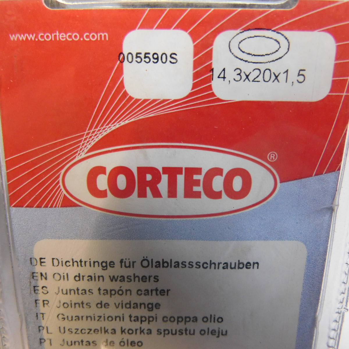Ölablaßschraube Dichtung Kupfer 14,3x20x1,5 Satz 005590S Corteco Kia Honda Hyundai Rover