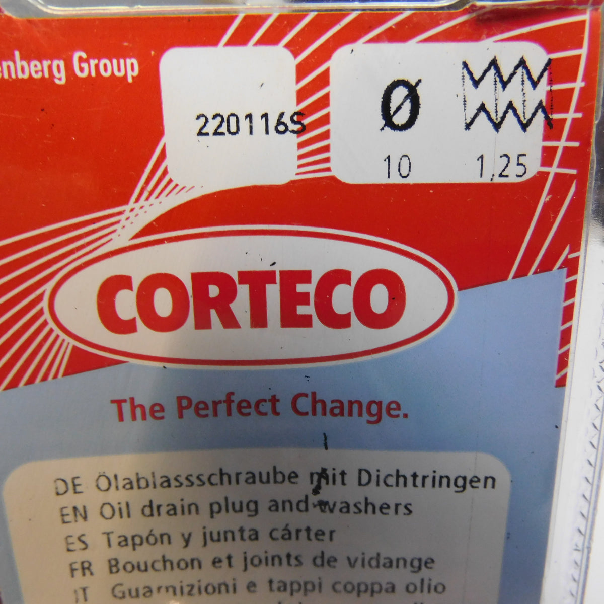 Ölablassschraube M 10 x 1,25 x 12,5 Schlüsselweite 21 mit Dichtring 220116S Corteco Citroen Fiat Ford Toyota Peugeot