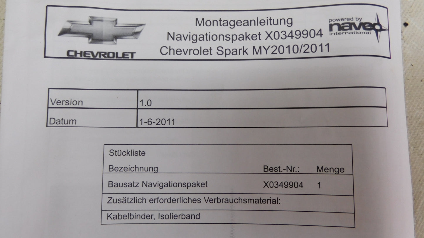 Kabel Montageset Navigation X0340000 Chevrolet Spark