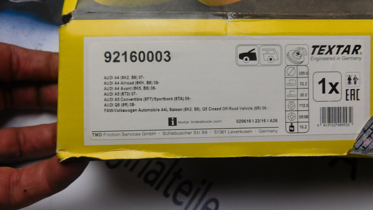 Bremsscheibe Vorderachse Stückpreis! 92160003 Textar Audi Q5