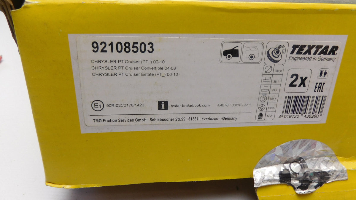 Bremsscheibe Vorderachse Stückpreis! 92108503 Chrysler PT Cruiser