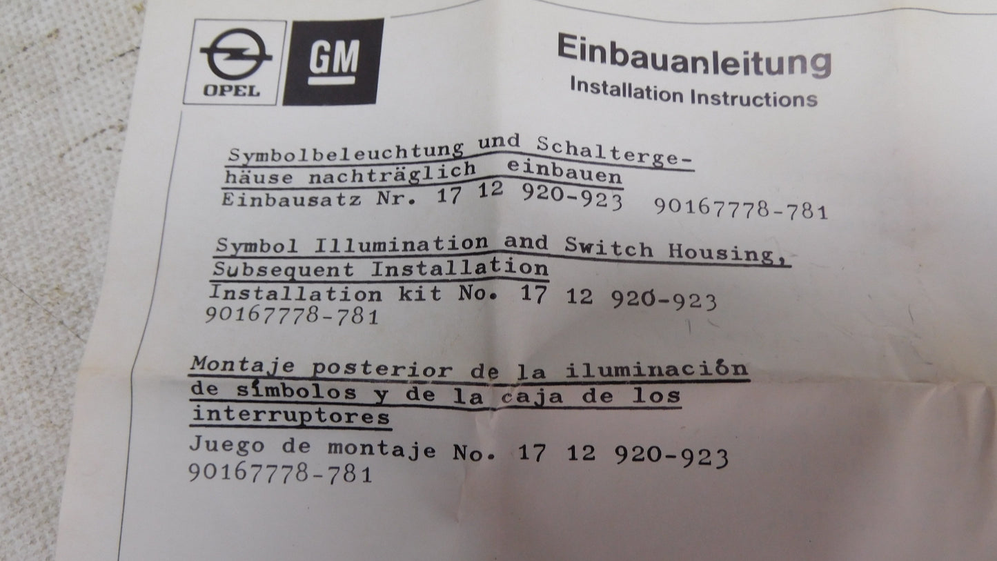 Einbausatz Symbolbeleuchtung Schaltergehäuse 1712923 90167781 Opel Corsa A