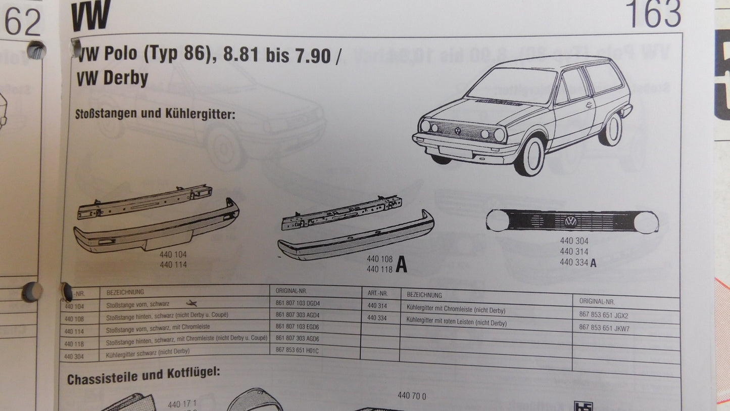 Stoßstange hinten schwarz mit Chromleiste 440118 VW Polo Typ 86 nicht Derby und Coupe