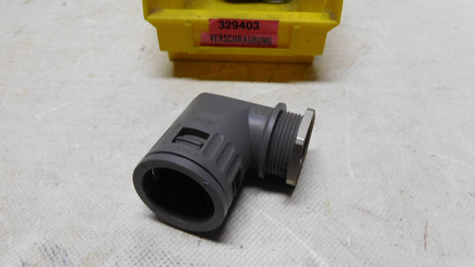 Schnellverschraubung für Wellschlauch 90° Winkel grau RQW AD28,2 329403